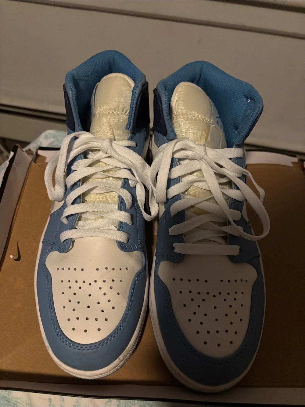 Jordan High-Top Sneakers in Light Blue, Navy and White